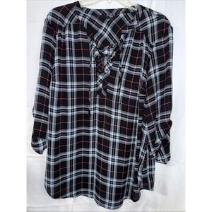 Torrid Womens Harper Blouse size 2x black plaid blouse
